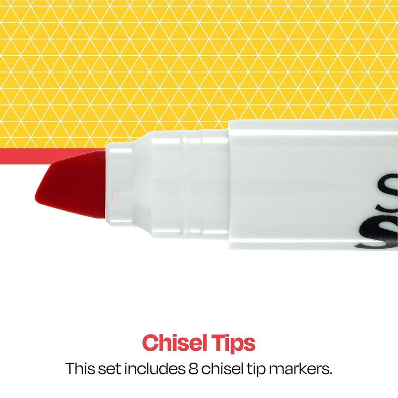 School Smart Chisel Tip Art Markers Set - Assorted Colors, Pack of 8 - Image 4